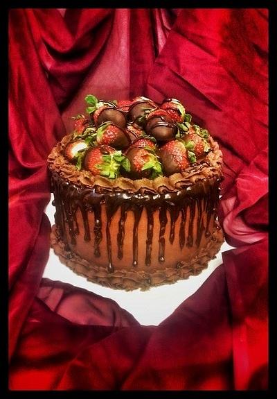 chocolate covered strawberry cake - Cake by  Pink Ann's Cakes