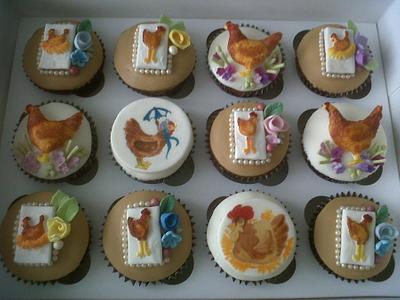 Painted hen cakes for hen party - Cake by Vintage Rose