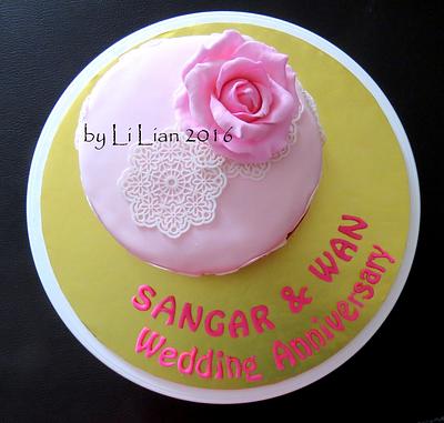 Sangar & Wan's Wedding Anniversary - An Order from Korea - Cake by LiLian Chong
