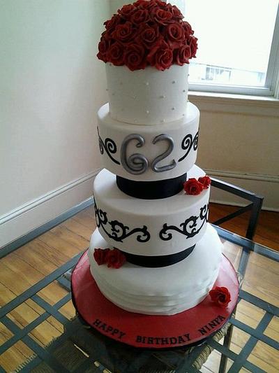 Black white red birthday/ retirement cake - Cake by jem2131