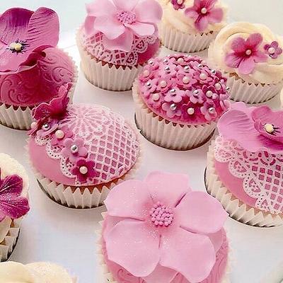 Floral Lace Cupcakes - Cake by Lindsay Marie Cake Designs