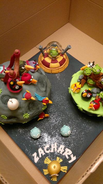 My son's birthday cake - Angry birds space vs. earth - Cake by AWG Hobby Cakes