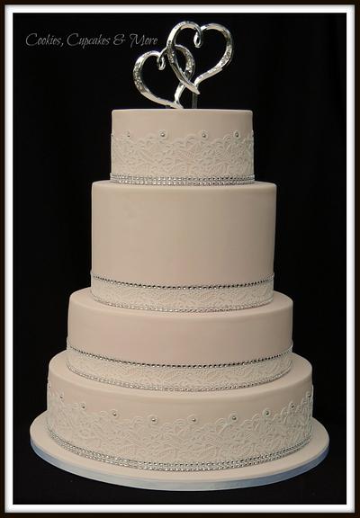 Simple Pink Wedding Cake with Bling - Cake by Barb's Baking Blog