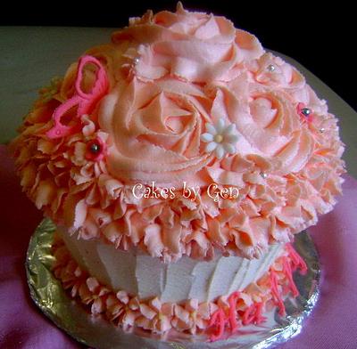 Vanilla Buttercream Rose Swirl Giant Cupcake - Cake by Gen