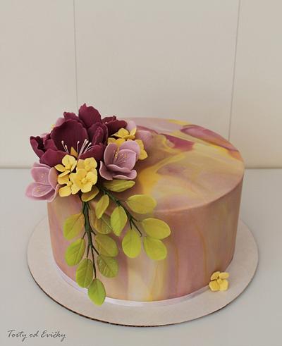 Purple and yellow  - Cake by Cakes by Evička