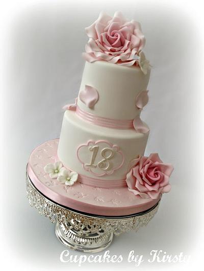 Pretty Two Tier 18th birthday Cake  - Cake by Kirsty 