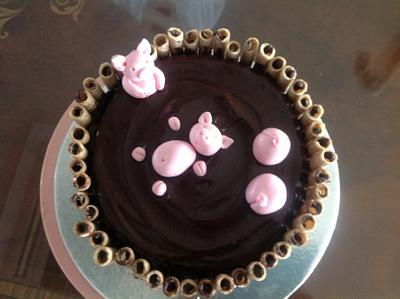 Pigs wallowing in mud - Cake by Radhika