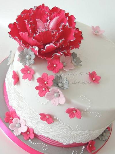 Pink Peony - Cake by Shereen