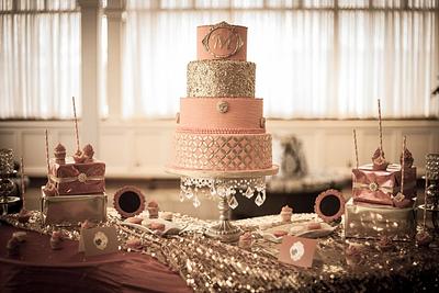 Golden Pink by M  Baroque rococo  pink and gold wedding cake  - Cake by DIVA OF CAKE 
