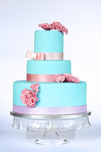 Pink and blue ruffles cake - Cake by ilaria pelucchi