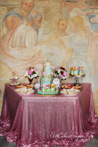 Baroque style Dessert table. Luxury Prague wedding - Cake by Art Cakes Prague