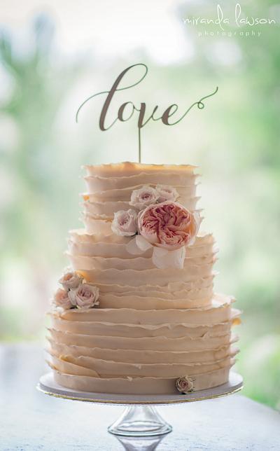 "Love" Ruffled Wedding Cake - Cake by LadyCakes