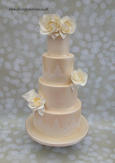 Champagne & Roses Wedding Cake - Cake by The Crafty Kitchen - Sarah Garland