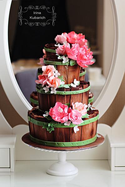 Flower Barrel wedding cake - Cake by Irina Kubarich