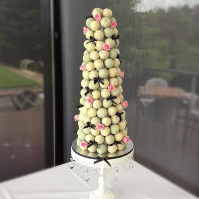 Wedding Cake Ball/Pop Tower - Cake by cjsweettreats