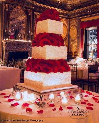 Romantic Brocade Wedding Cake - Cake by Enchanted Icing