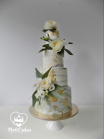 Semi naked wedding cake  - Cake by MOLI Cakes