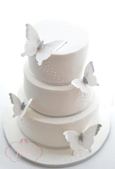 Sparkly butterfly wedding cake - Cake by Cakes by Sian
