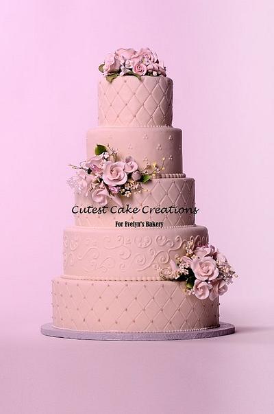 Blushing pink wedding cake - Cake by Evelyn Vargas