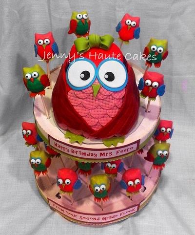 Owl Cake and Cake Pops - Cake by Jenny Kennedy Jenny's Haute Cakes