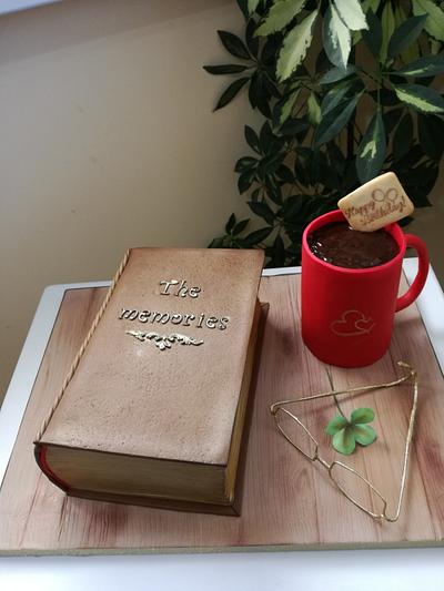 Book and a cup of coffee - Cake by KamiSpasova