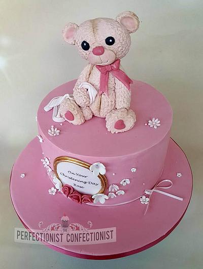Rose - Bear and Roses Christening Cake - Cake by Niamh Geraghty, Perfectionist Confectionist
