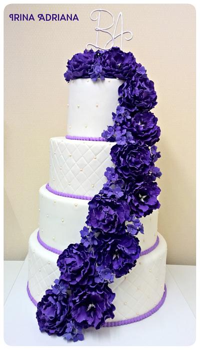 Purple Peony Wedding Cake  - Cake by Irina-Adriana
