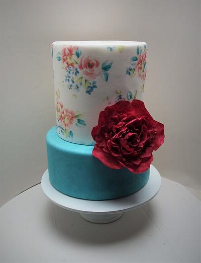 Wafer paper peony cake - Cake by Darina