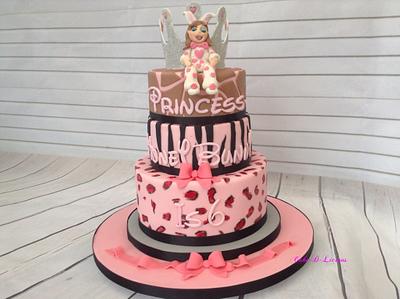 Girly Animal Themed Cake - Cake by Sweet Lakes Cakes