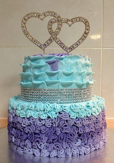 Ruffles & Petals Wedding cake - Cake by CakesbyCorrina