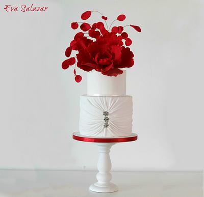 Red Fantasy Flower Cake - Cake by Eva Salazar 
