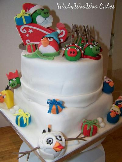 Angry Birds...The Pigs take over Christmas!! - Cake by WickyWooWoo Cakes