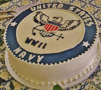 Navy cake for WWII veteran in 100% buttercream  - Cake by Nancys Fancys Cakes & Catering (Nancy Goolsby)