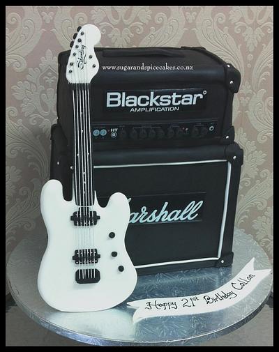 Guitar and Amp Cake - Cake by Mel_SugarandSpiceCakes