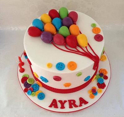 Balloons and buttons cake - Cake by Cakes for mates
