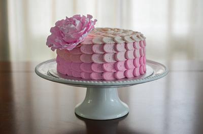 Ombre Petal Buttercream with a Peony - Cake by Hello, Sugar!