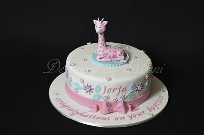 'sophie the giraffe' christening cake - Cake by designed by mani