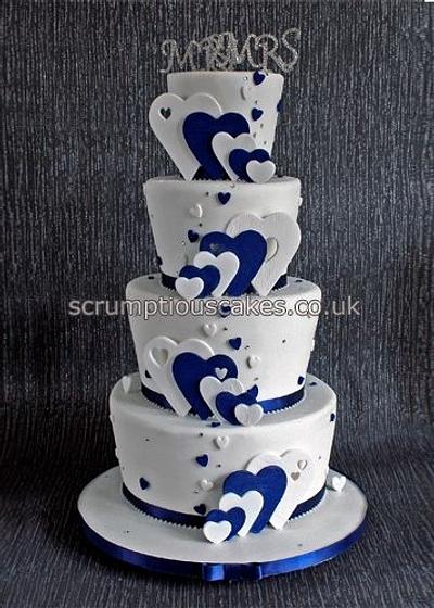 Tapered Hearts Wedding Cake - Cake by Scrumptious Cakes