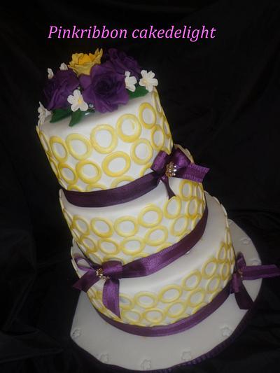 purple and yellow themed cake - Cake by Pinkribbon cakedelight (Marystella)