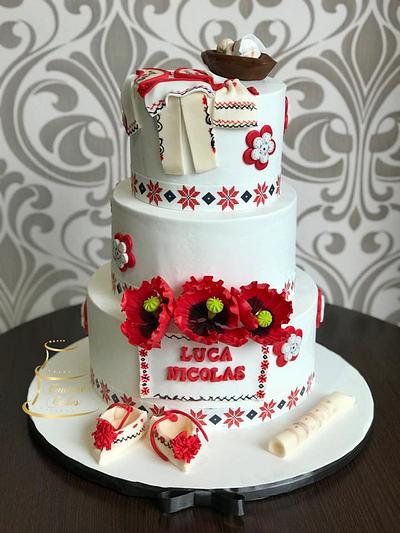 Christening cake ispired in Romanian folklore - Cake by Georgia´s Cakes 
