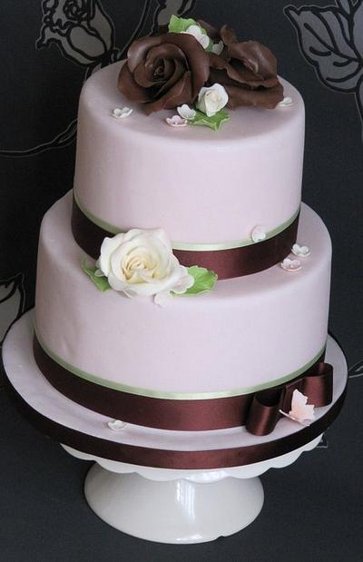 Wedding Cake With Sugar Flowers and Roses - Cake by Just Because CaKes