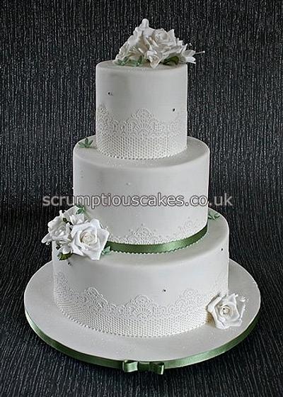 Edible Lace, Sugar Roses and Freesias  - Cake by Scrumptious Cakes