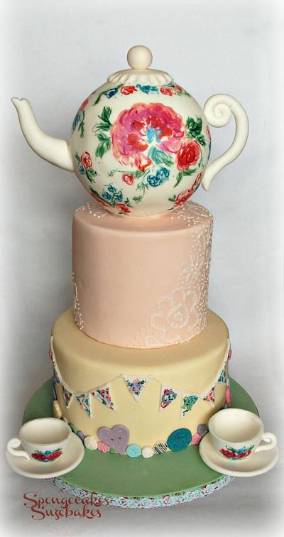 Tea Party Wedding Cake - Cake by Spongecakes Suzebakes