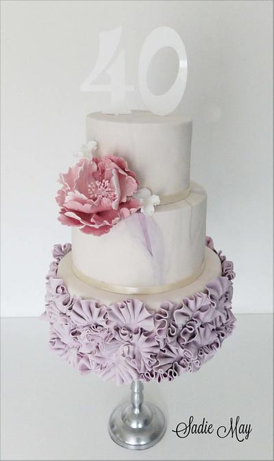 Ruffles and Marble Cake  - Cake by Sharon, Sadie May Cakes 