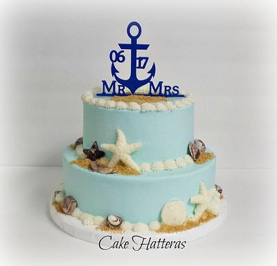 Ocean Blue Beach Wedding Cake - Cake by Donna Tokazowski- Cake Hatteras, Martinsburg WV