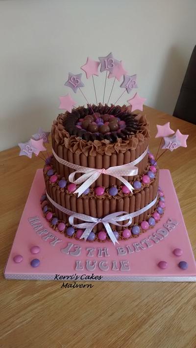 Pink & Purple themed chocolate cake x - Cake by Kerri's Cakes