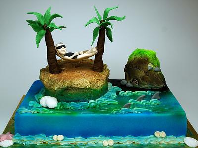 Tropical Island Birthday Cake for Him - Cake by Beatrice Maria
