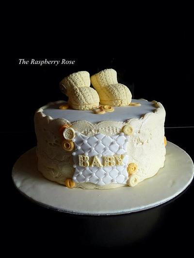 Booties, Buttons and Lace Baby Shower Cake - Cake by TheRaspberryRose