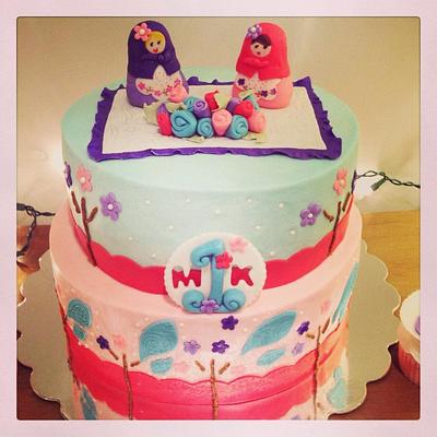 Twin Russian Nesting Dolls for a first Birthday - Cake by Charise Viccarone~ The Flour Bouquet Co.