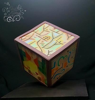 Gravity Defying Cube  - Cake by GoshCakes